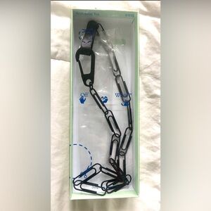 New NWT box 2013 Off-White black matte metal paperclips long keychain necklace